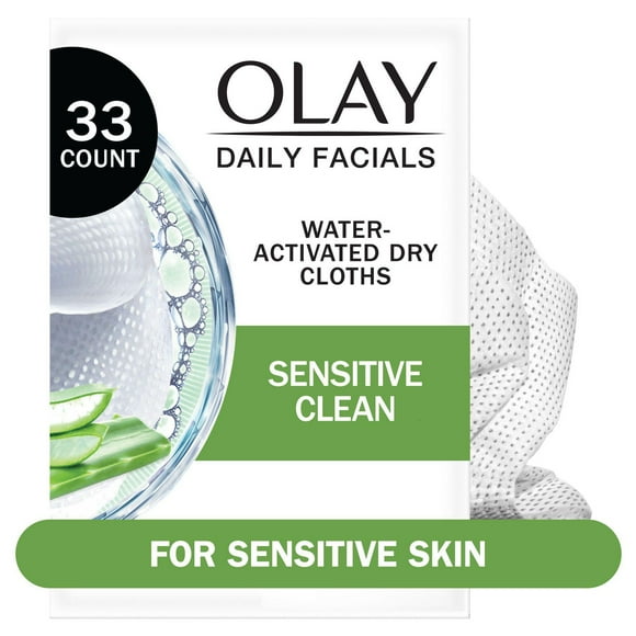Olay Daily Facials Sensitive Cleansing Cloths, Fragrance-Free, 33 Cloths