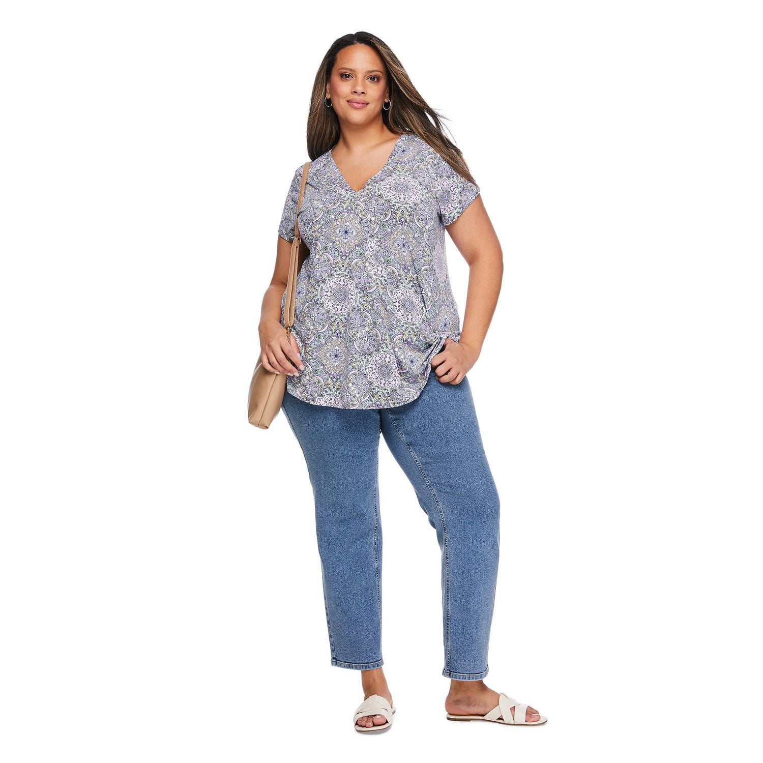 Lane Bryant Women's Plus Printed Pleated Top