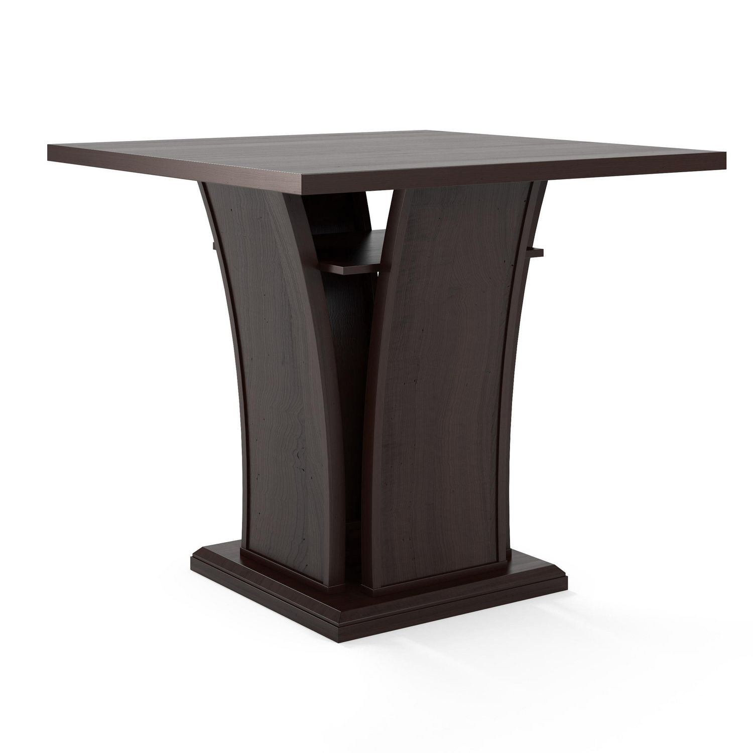 Corliving Bistro Square Curved Base Cappuccino Wood Veneer Counter