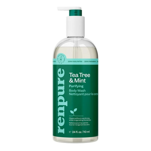 Renpure Tea Tree & Mint Body Wash - Nettoie, Revigorera et rafraîchit la peau sans trop sécher - Pour tous les types de peau - 24 Fl Oz