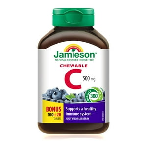 Jamieson Chewable Vitamin C Wild Blueberry Flavour 500 mg Tablets