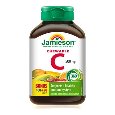 Jamieson Chewable Vitamin C Mixed 3 Flavours 500 mg Tablets
