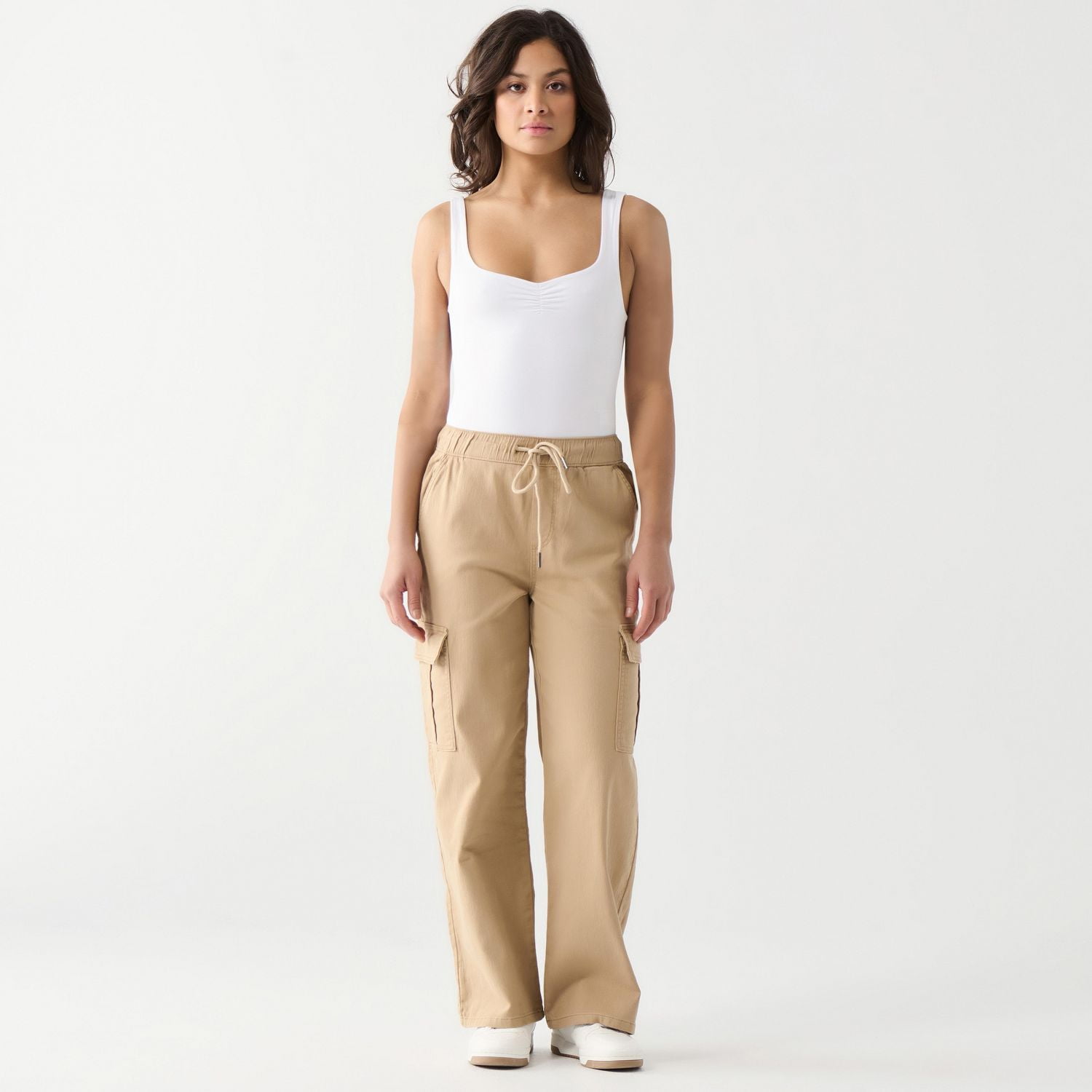 DV Pantalon cargo à taille haute et coupe décontractée avec ceinture élastique
