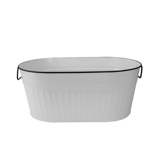 Home Trends White Metal Large Oval Tub with Black Rim - Walmart.ca