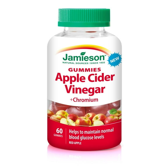 Jamieson gummies vinaigre de cidre de pomme avec chrome, 500 mg, 60 gummies