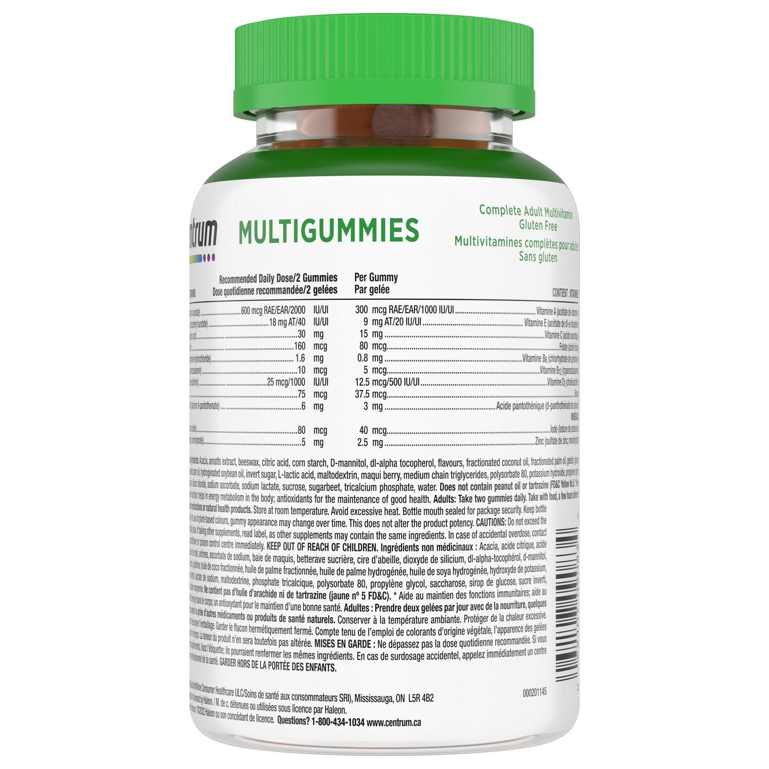 Centrum MultiGummies Adult Multivitamin and Multimineral Supplement, Cherry, Berry, and Orange Flavours, 150 Count, 150 Gummies, cherry, berry and orange
