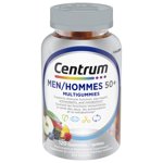 Centrum MultiGummies Men 50+ Multivitamin and Multimineral Supplement, Sour Apple, Tropical, and Mixed Berry Flavours, 120 Count