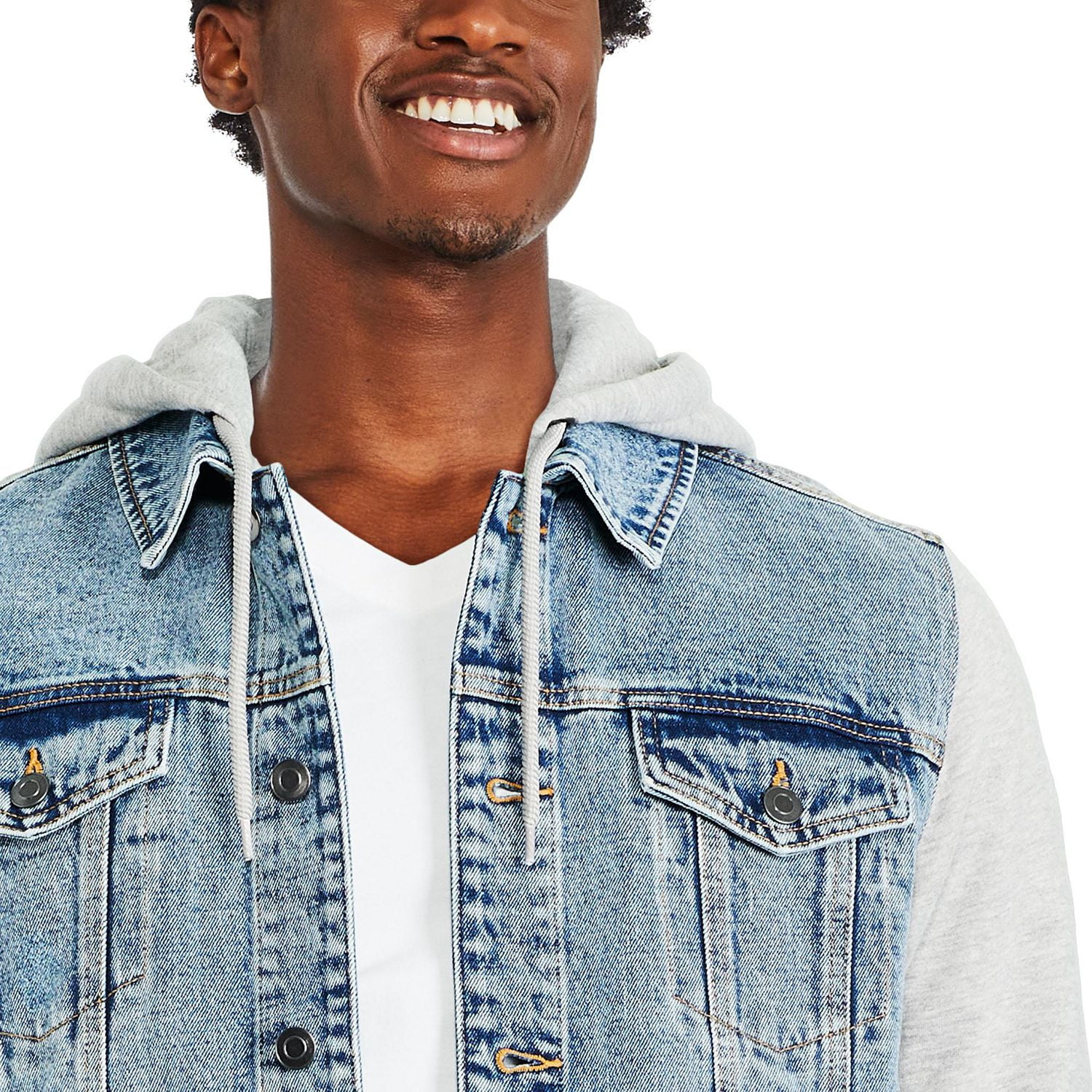 Men's Jean Jacket Hoodie Cotton Denim Long Sleeve Hybrid Hooded