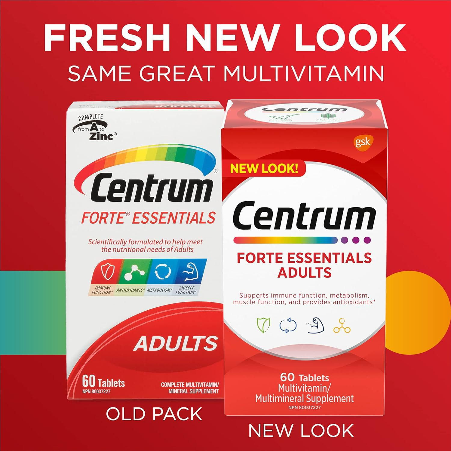 Supplément complet de vitamines et de minéraux multiples Forte Essentiels de Centrum pour adultes