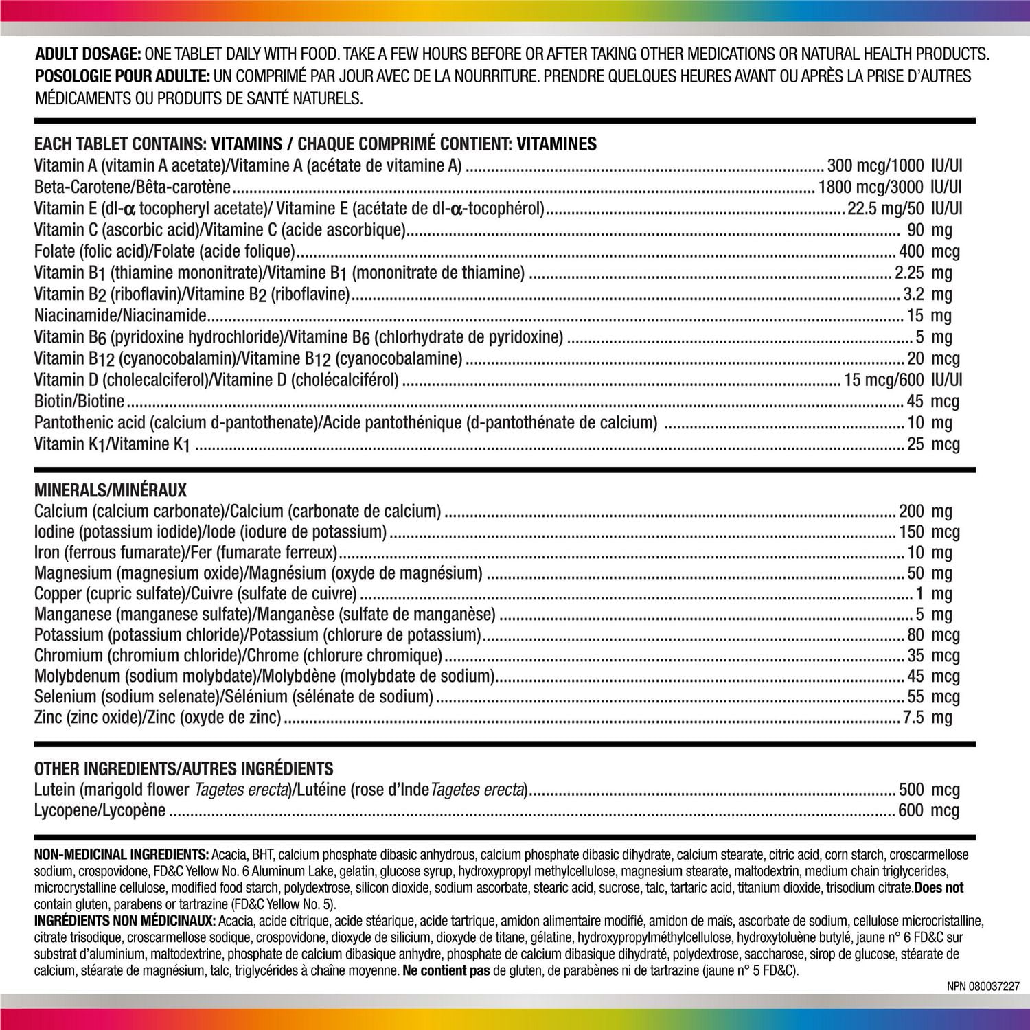 Supplément complet de vitamines et de minéraux multiples Forte Essentiels de Centrum pour adultes