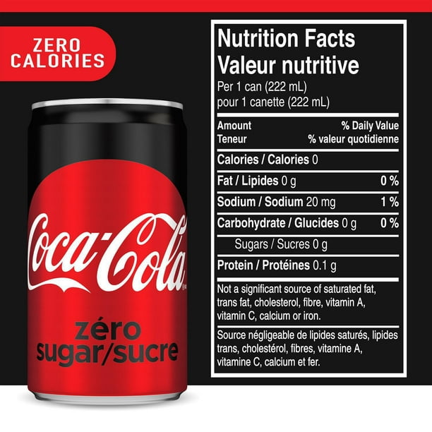 Coca-Cola Zero Sugar 222mL Mini-Cans, 10 Pack 