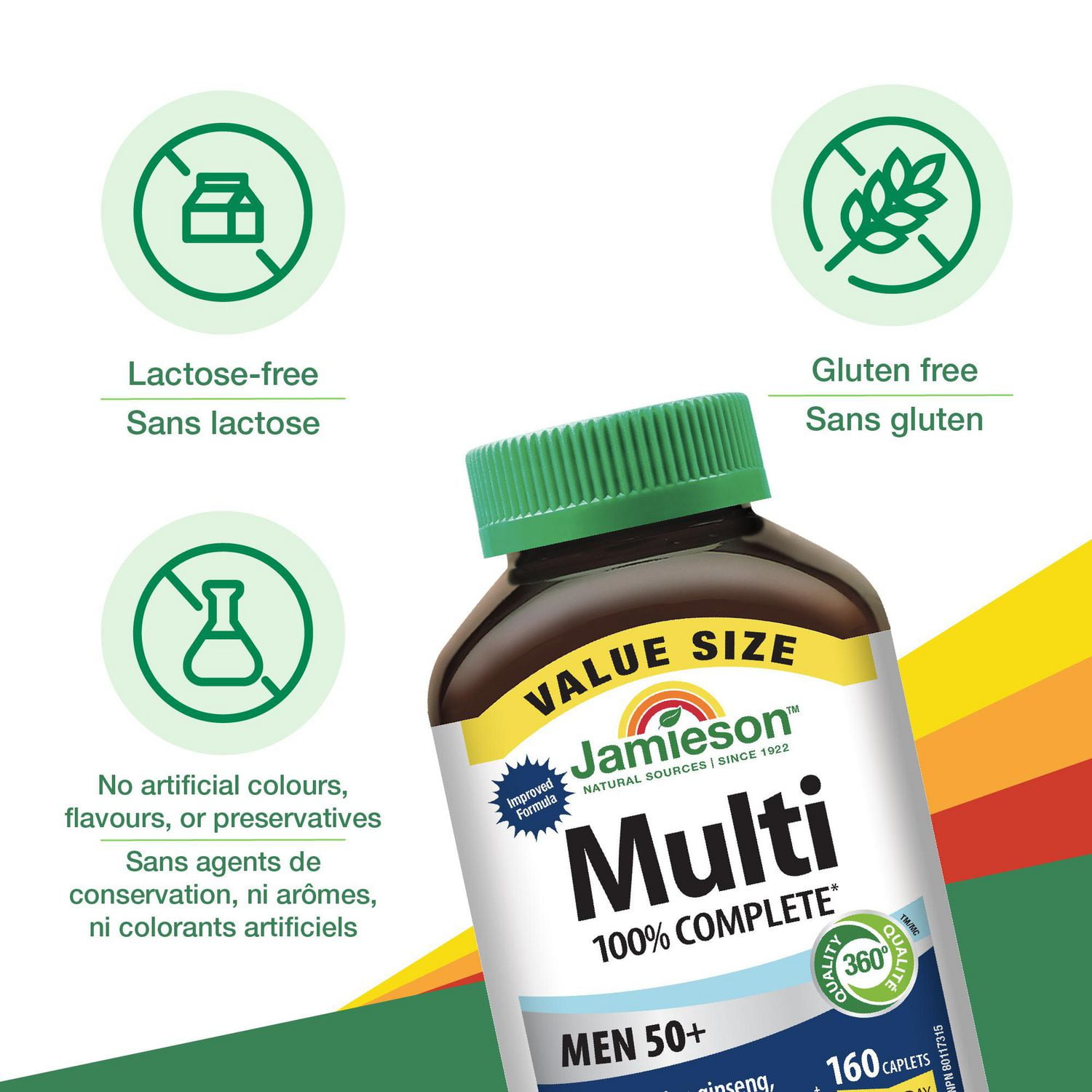 Jamieson Multivitamine complète à 100 % pour hommes 50+ format économique 160 comprimés