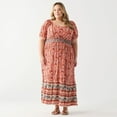 thumbnail image 1 of DV Floral print smocked waist maxi with S/S and a tiered ruffled hem, 1 of 2