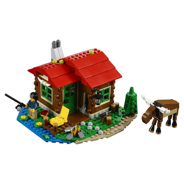 Cabane d'extérieur au bord du lac, en bois pour enfants