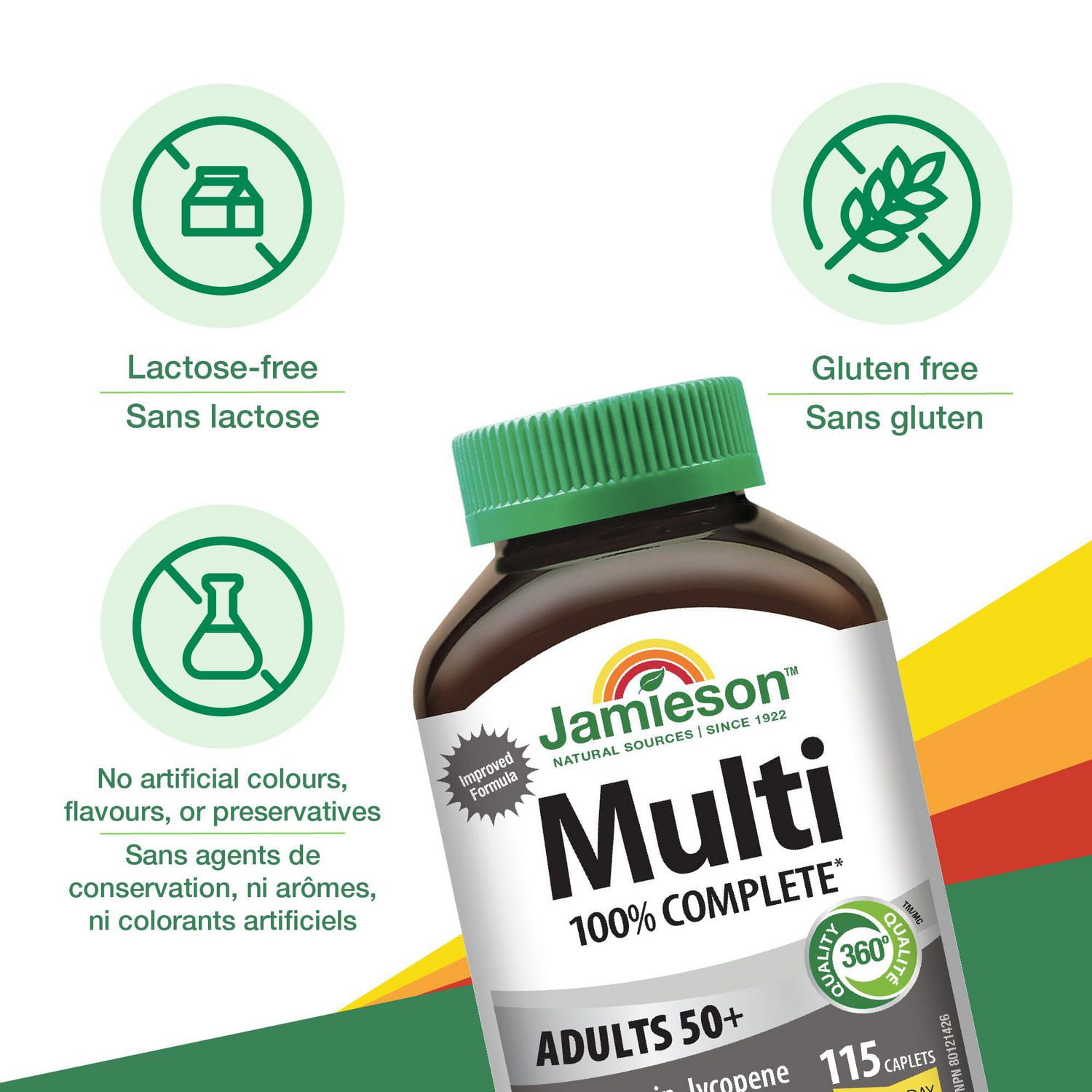 Jamieson 100% Complete Multivitamin Caplets for Adults 50+, 115 Caplets