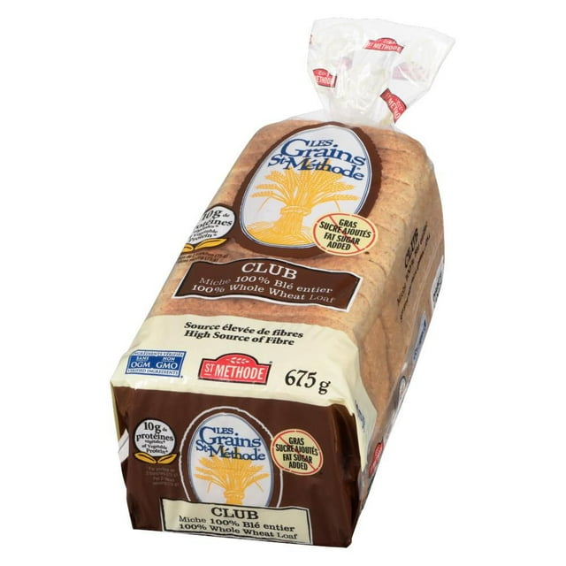 Les Grains St-Methode Club 100 % Whole Wheat Sliced Bread Loaf