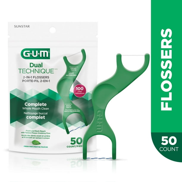 GUM Dual Technique Flosser Picks, For Front and Back Teeth with Twisted ...