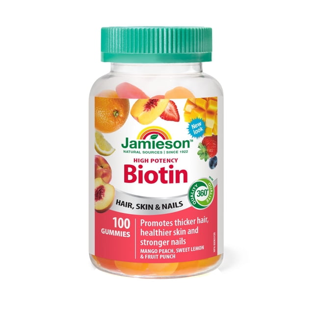 Jamieson Biotin Gummies, 2500 mcg, High Potency, 100 Count