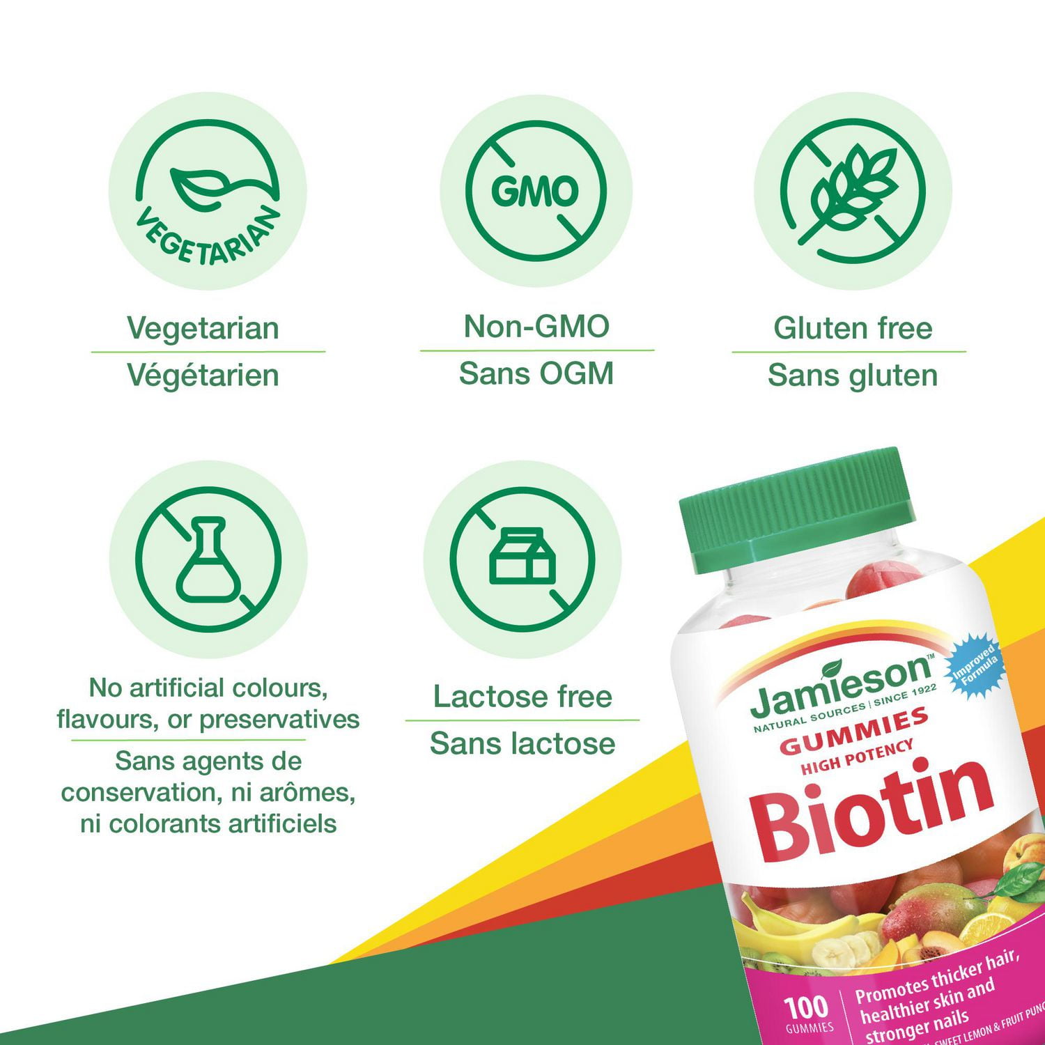 Jamieson High Potency Biotin 2,500 mcg Gummies, 100 Gummies