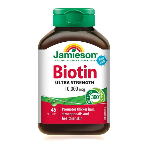 Jamieson gélules biotine, 10000 mcg, ultra fort, 45 gélules