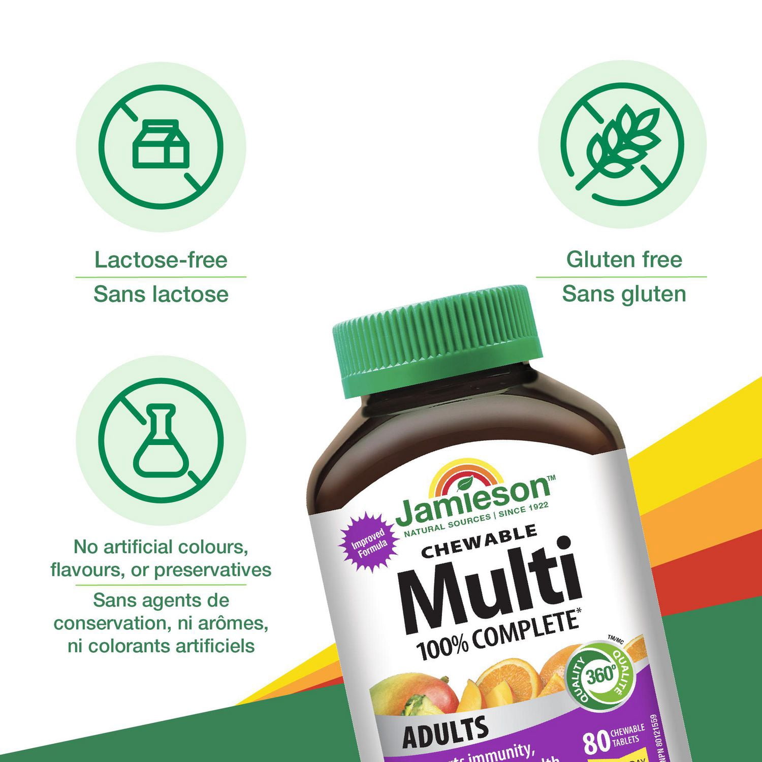 Jamieson 100% Complete Multivitamin Chewable Tablets, Citrus Twist, 115 Count