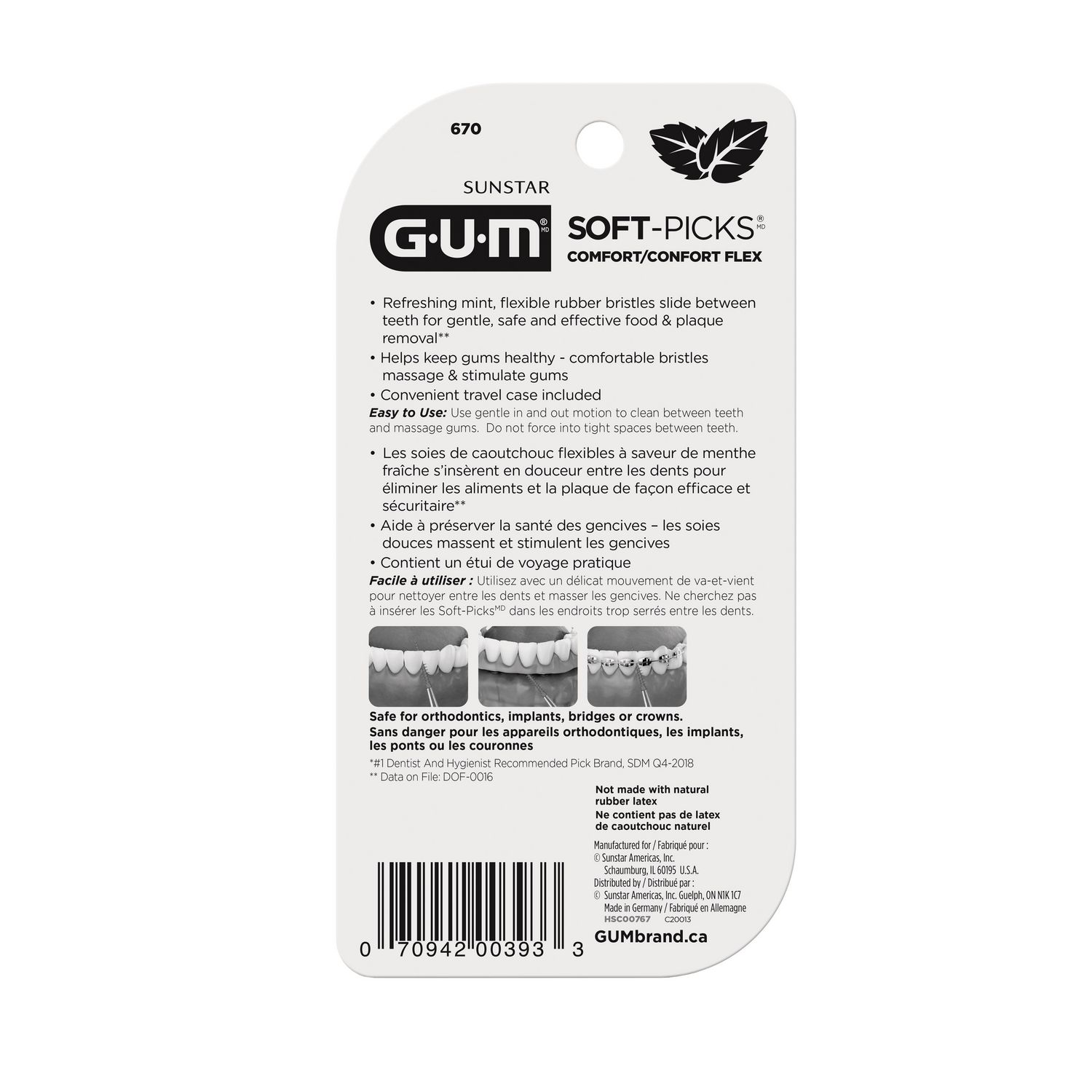 GUM Soft-Picks Comfort Flex Mint Dental Picks, With Fresh Mint Flavor,  Travel Case 
