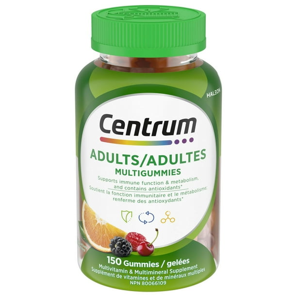 Supplément multivitamines complètes pour adultes MultiGummies de Centrum 150 gelées, cerises, baies et orange