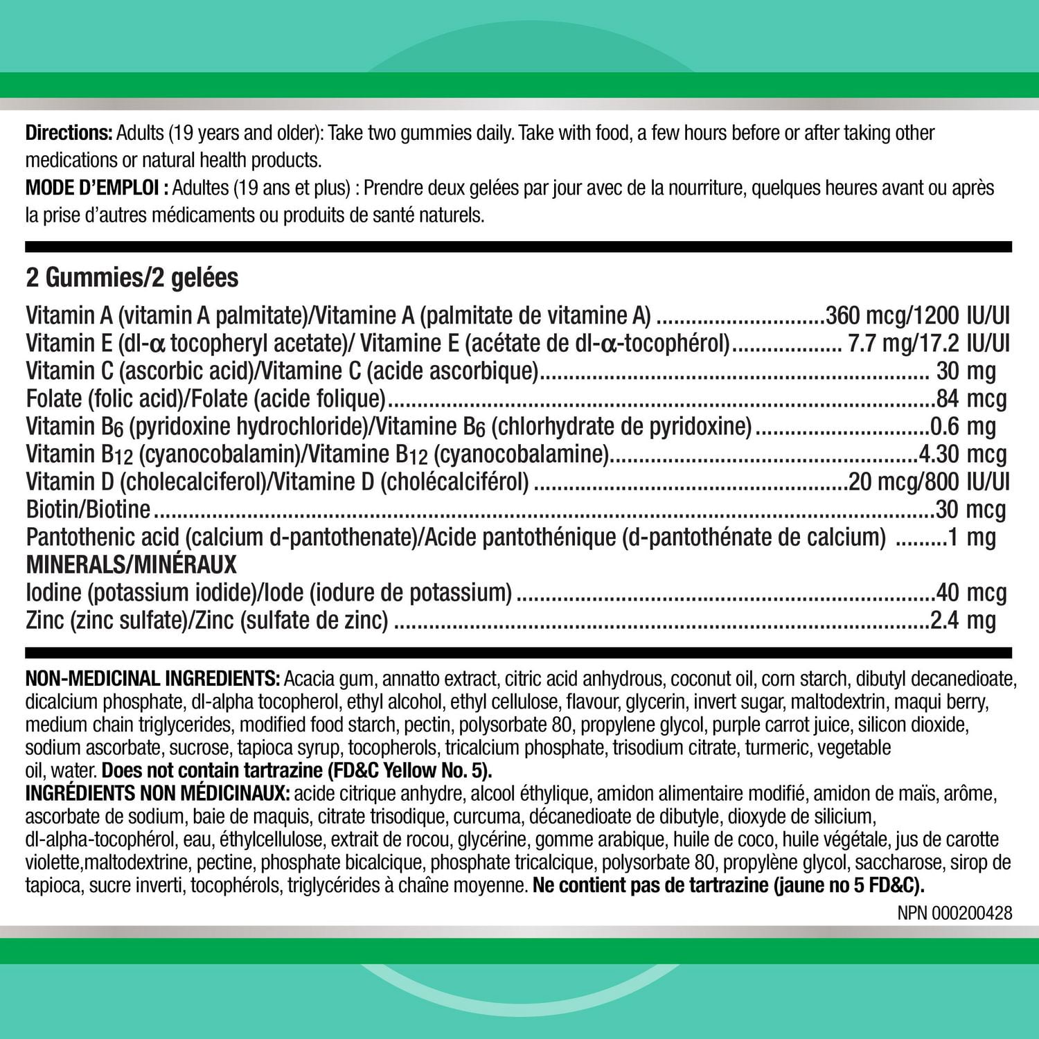 Centrum Adult MultiGummies Tropical Fruit Multivitamin and Multimineral Supplement, Pineapple-Mango, Dragonfruit, and Passionfruit Flavours, 120 Gummies