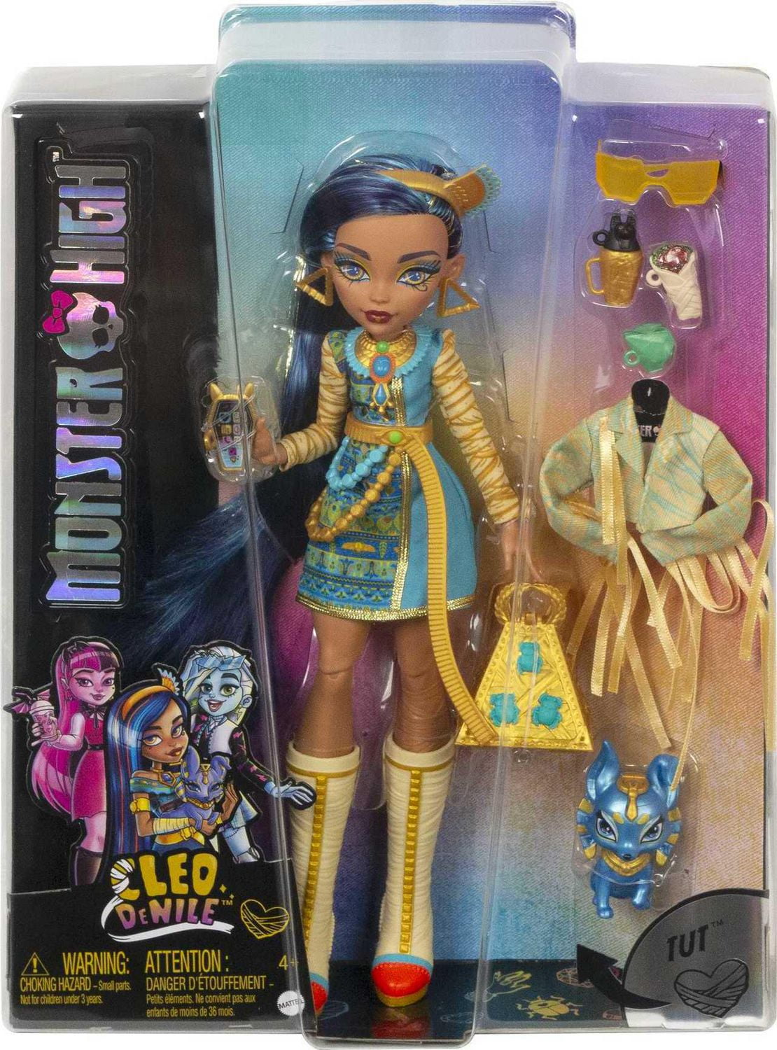 Monster High Doll Cleo De Nile with Pet Dog Blue Streaked Hair Ages 4 Walmart