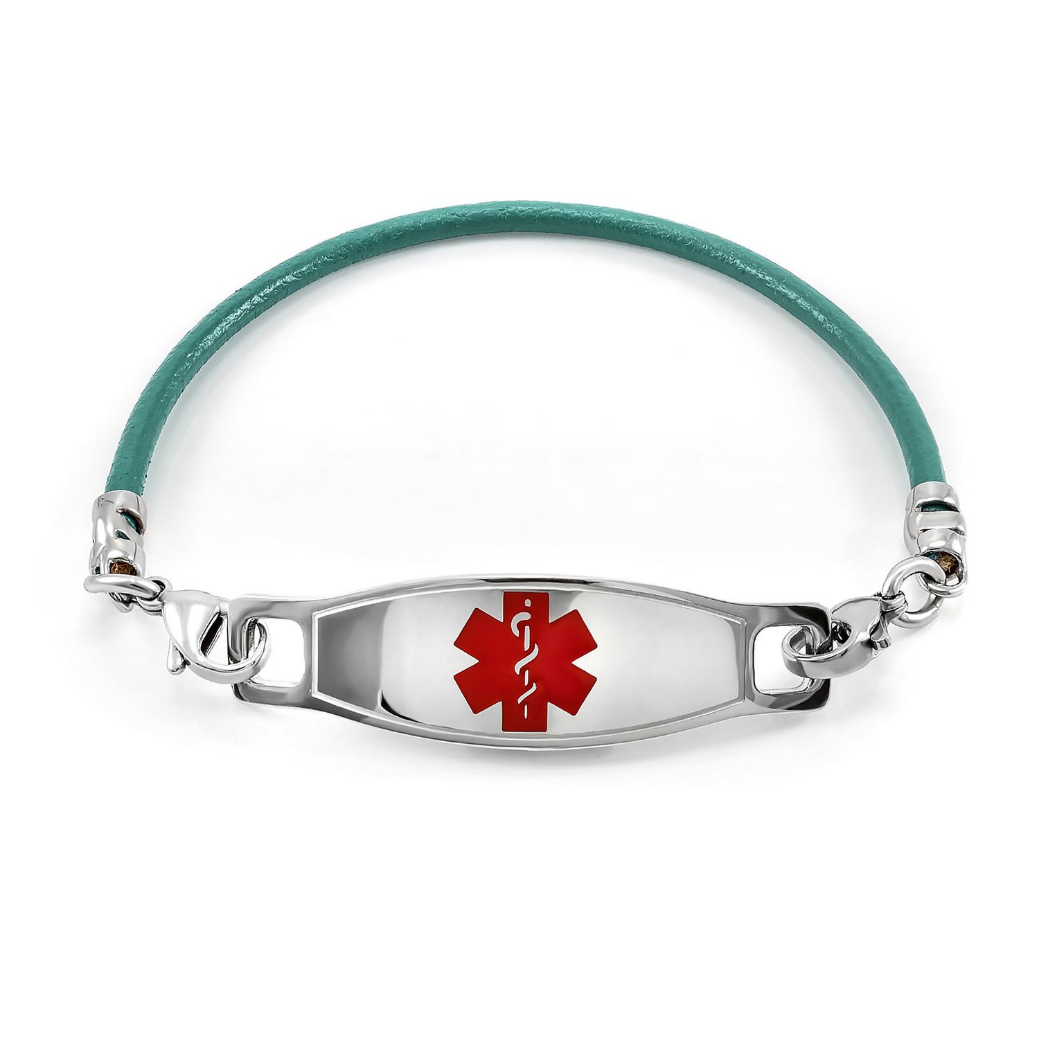 MedicEngraved 316L Stainless Steel Medical Id Bracelet w/ Aqua