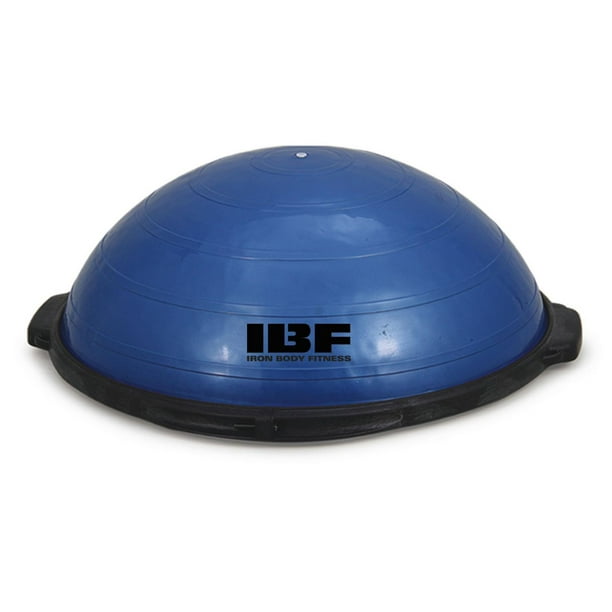 IBF Dôme Équilibre, Tonicité, Force - Entraîneur de demi-balle Bosu par Iron Body Fitness - Pour l'exercice complet du corps, le yoga et les étirements - Pompe incluse - Bleu