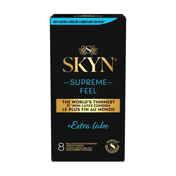 SKYN Supreme Feel Extra Lubricated Non-Latex Condoms, 8 Count