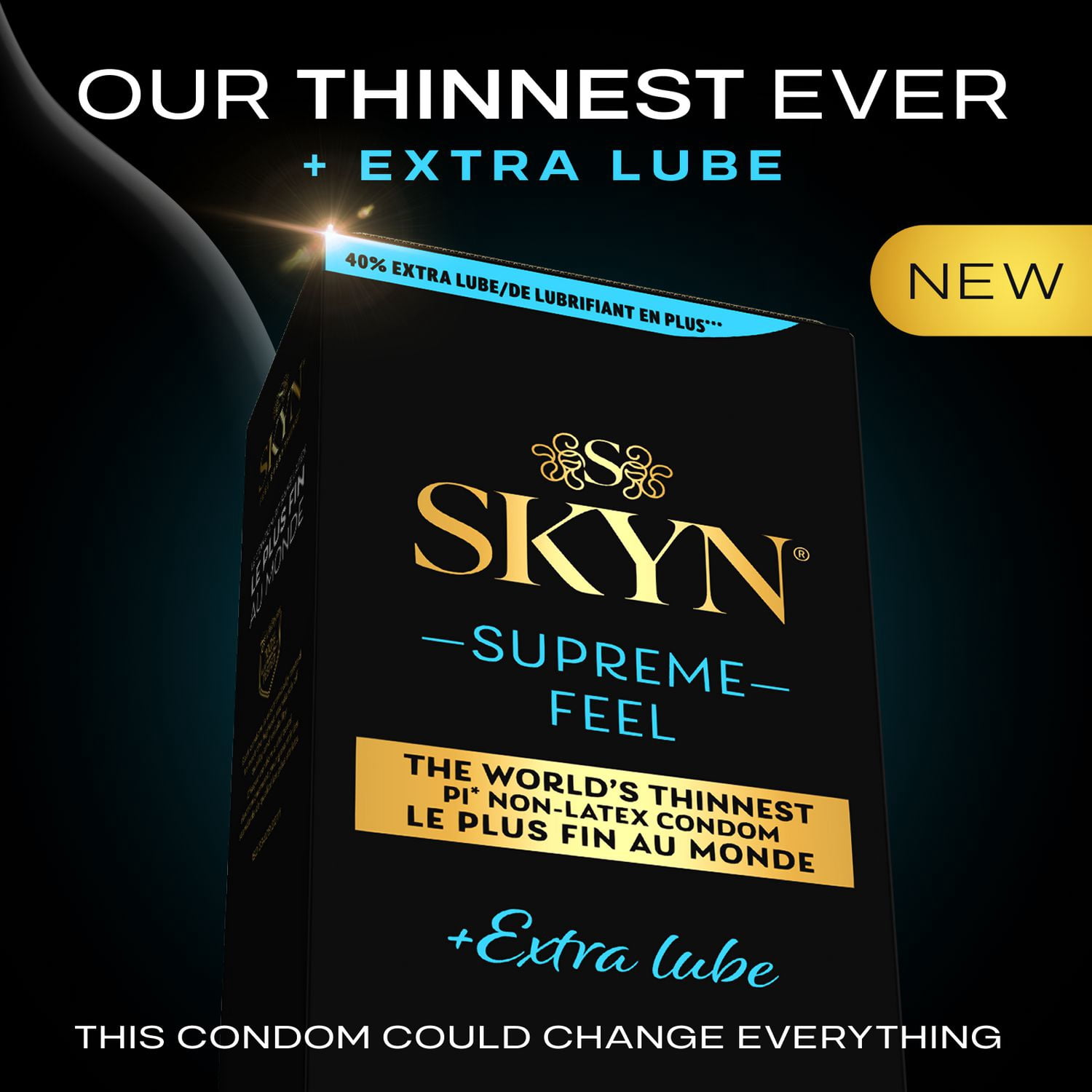 SKYN Supreme Feel Extra Lubricated Non-Latex Condoms, 8 Count