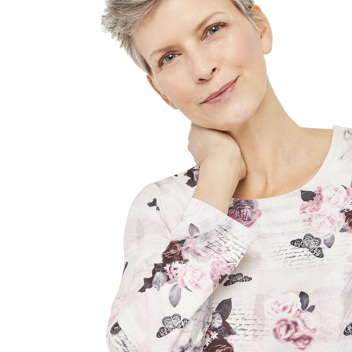 Haut imprimé à manches roulées avec attache boutonnée Penmans pour femmes