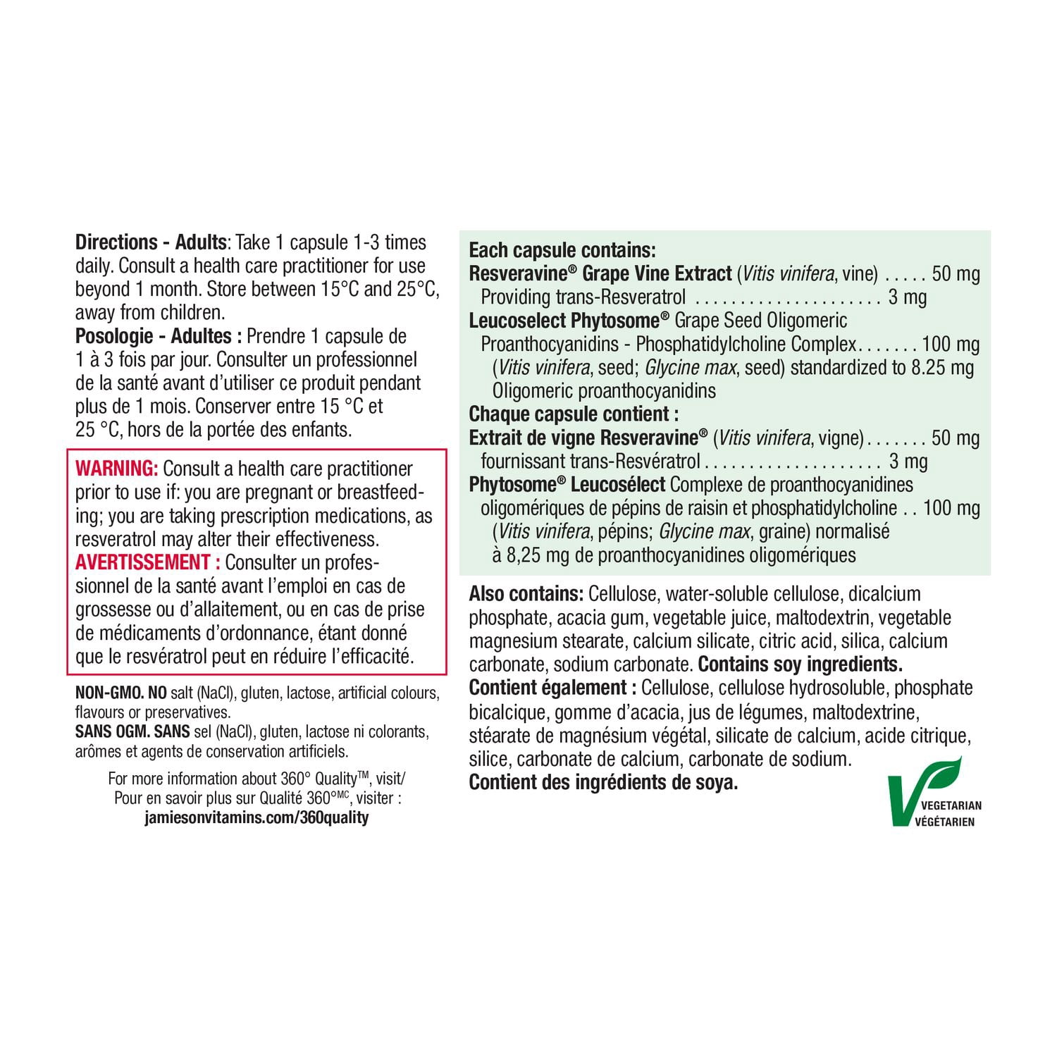 Jamieson Resveratrol Red Wine Extract with Grape Seed Capsules, 30 Count, 30 Capsules