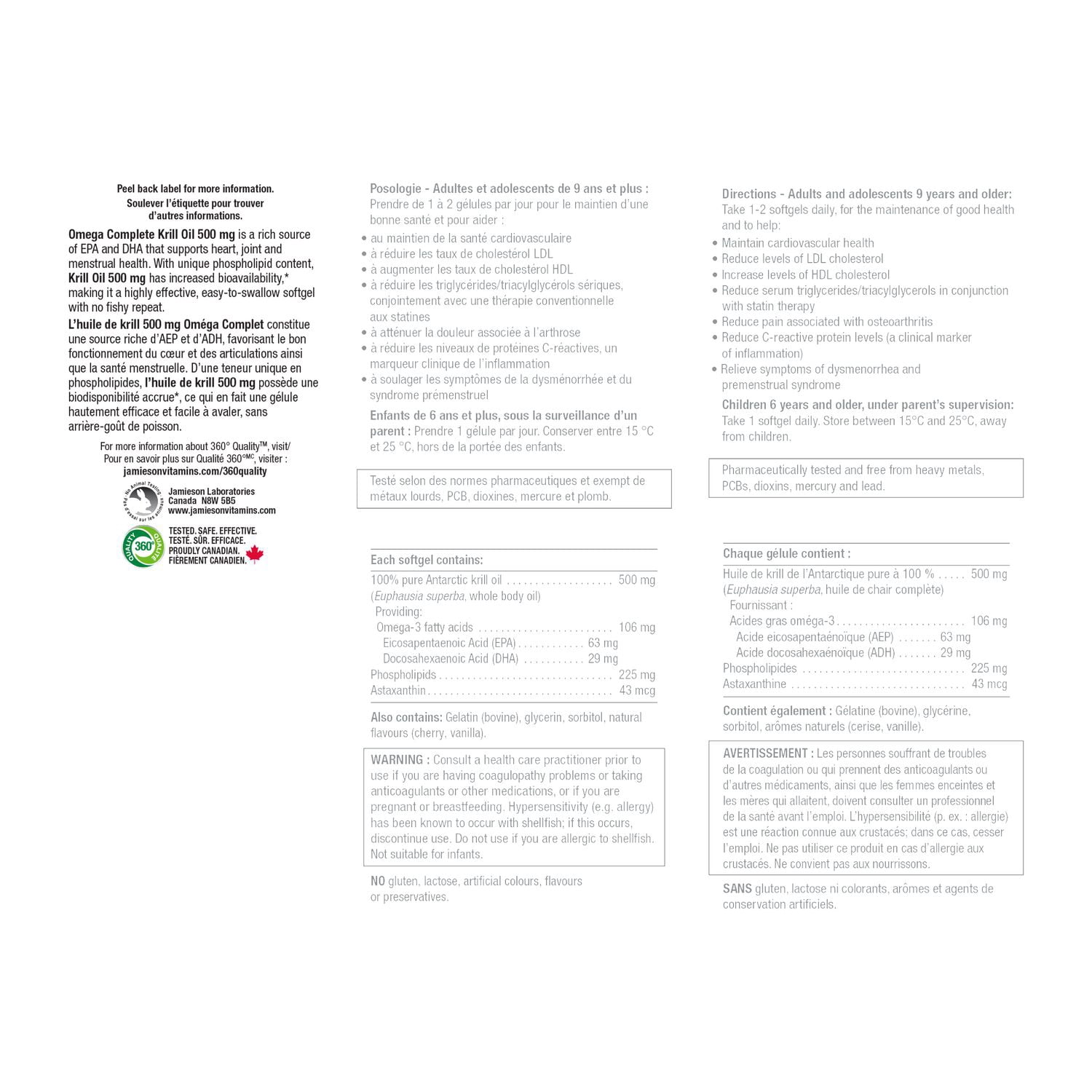 Jamieson Omega Complete Super Krill Oil Softgels, 500 mg, Extra Strength