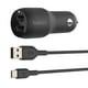 Chargeur de voiture double USB-A 24 W BOOST↑CHARGE™ <br> + Câble USB-C vers USB-A – image 1 sur 5