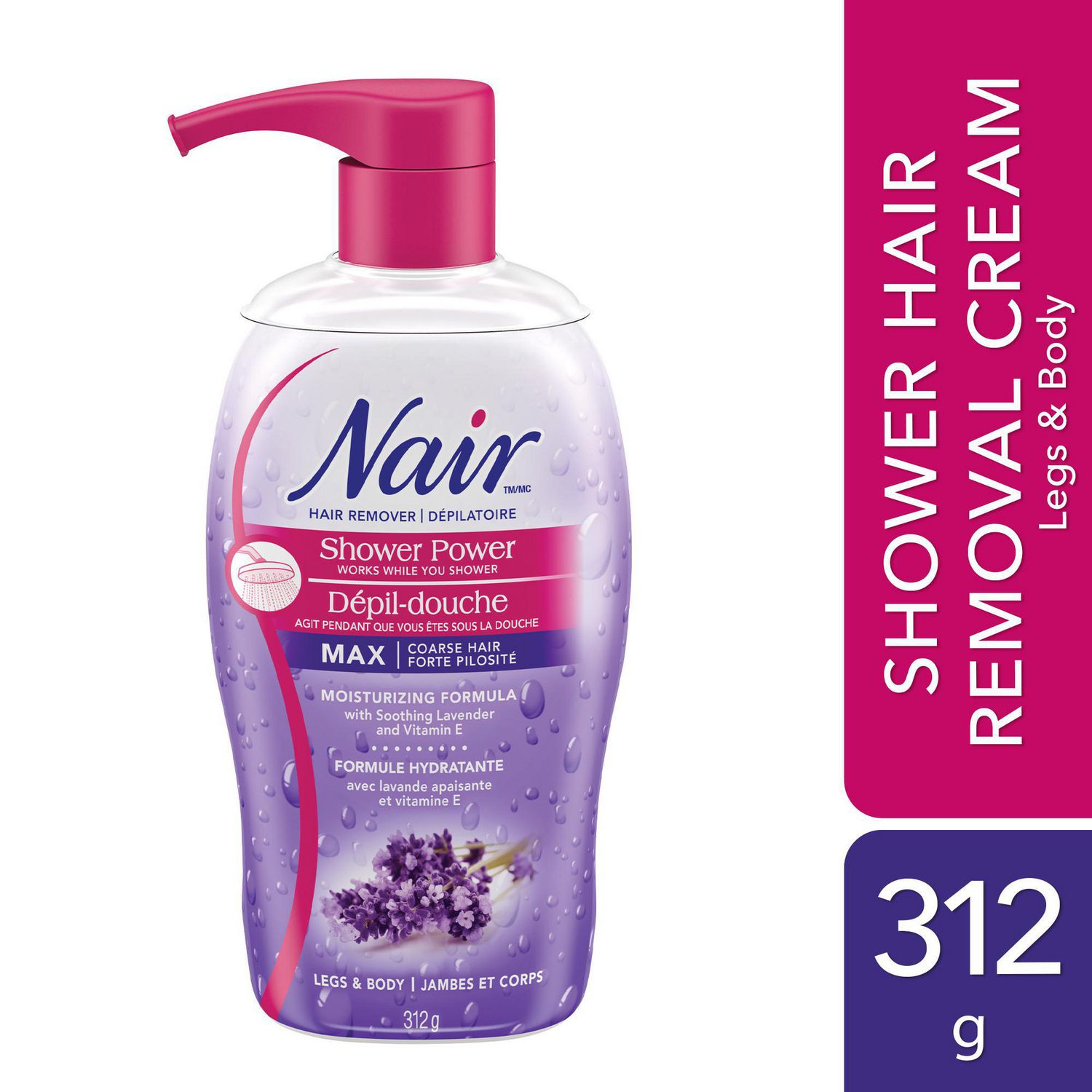 Nair Shower Power Max Hair Remover for Coarse Hair on Legs & Body with  Soothing Lavender and Vitamin E | Walmart Canada