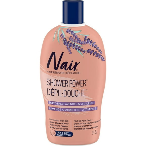 Nair Shower Power Max Hair Remover for Coarse Hair on Legs & Body with Soothing Lavender and Vitamin E, 312 g