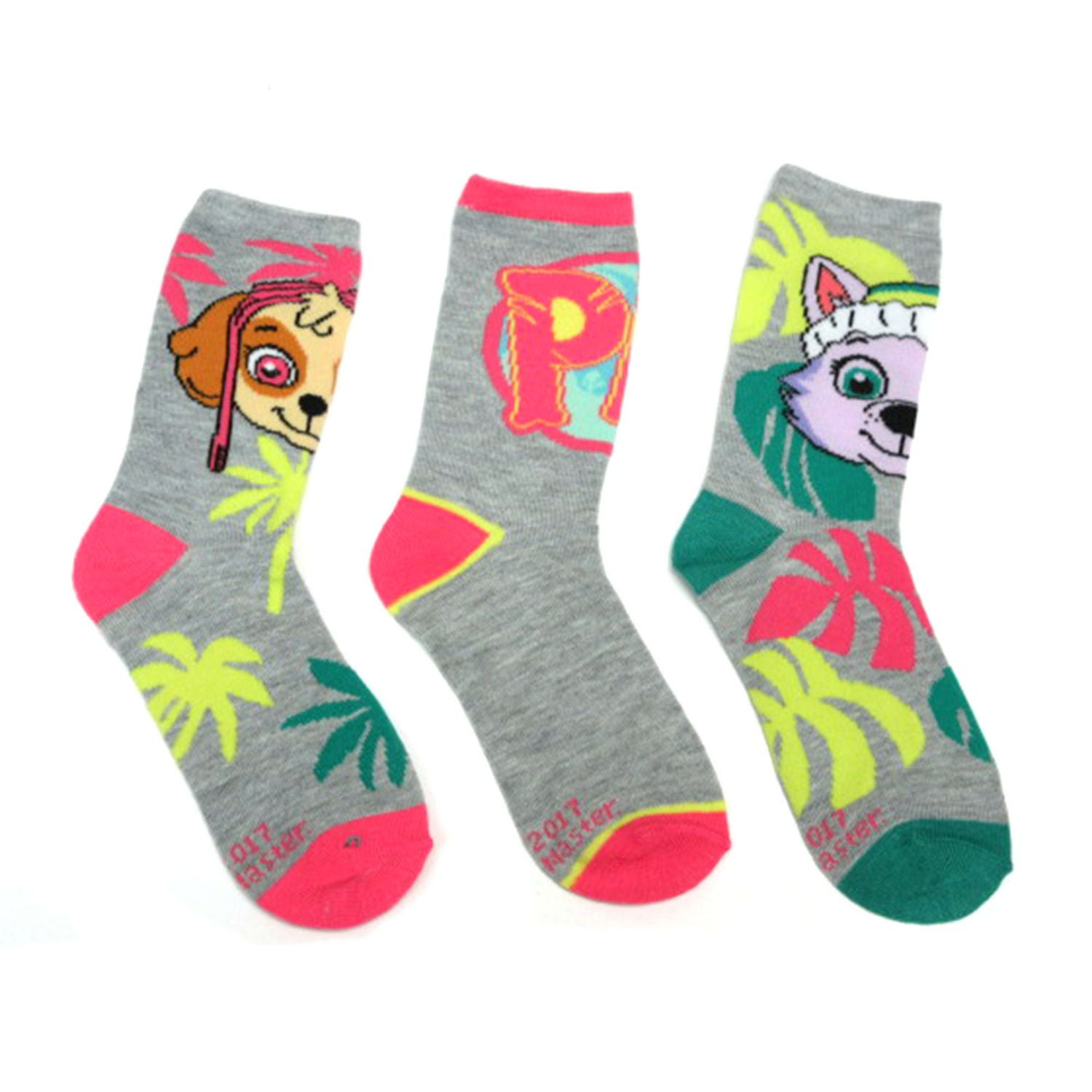 PAW Patrol Girls' 3 Pack Crew Socks