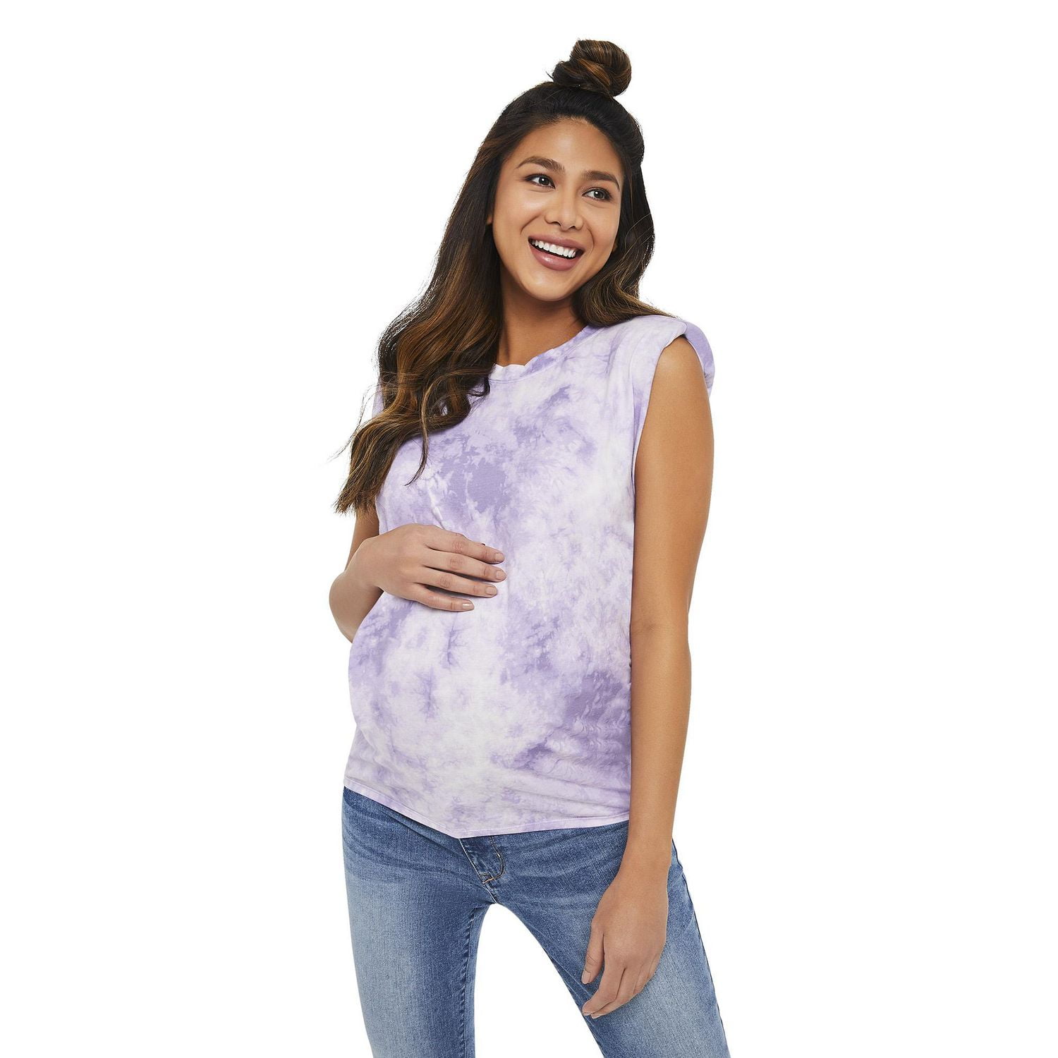 T-shirt imprimé sans manches avec épaulettes Paisley Sky Maternité