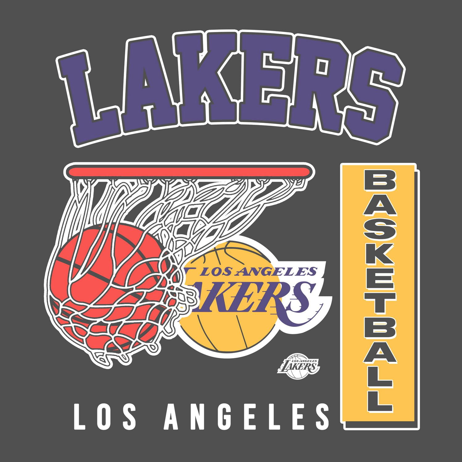 NBA Official Licensed Los Angeles Lakers Teams Basketball Charcoal T-Shirt