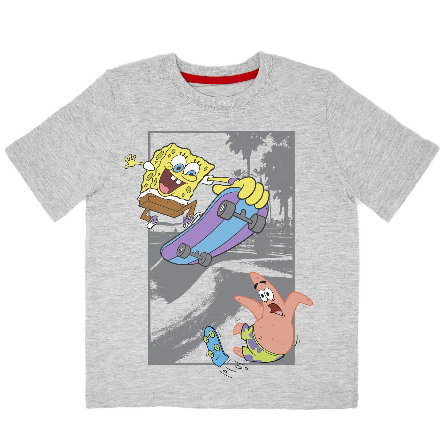 Sponge Bob T-shirt col rond à manches courtes pour garçon
