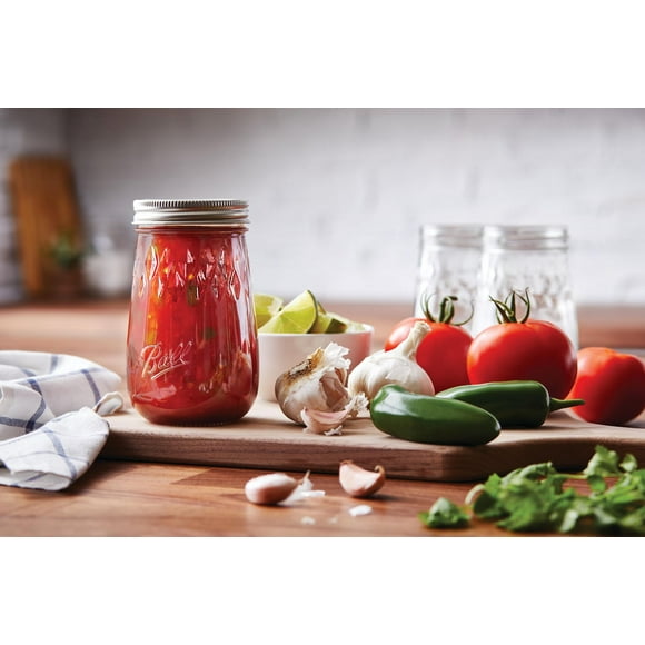 Ball Flute Mason Jars with Mason Jar Lids, 16 oz (473 mL), 4 pièces