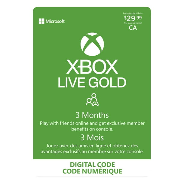 Carte de membre Xbox Live Gold de 3 mois, Xbox One/Xbox 360