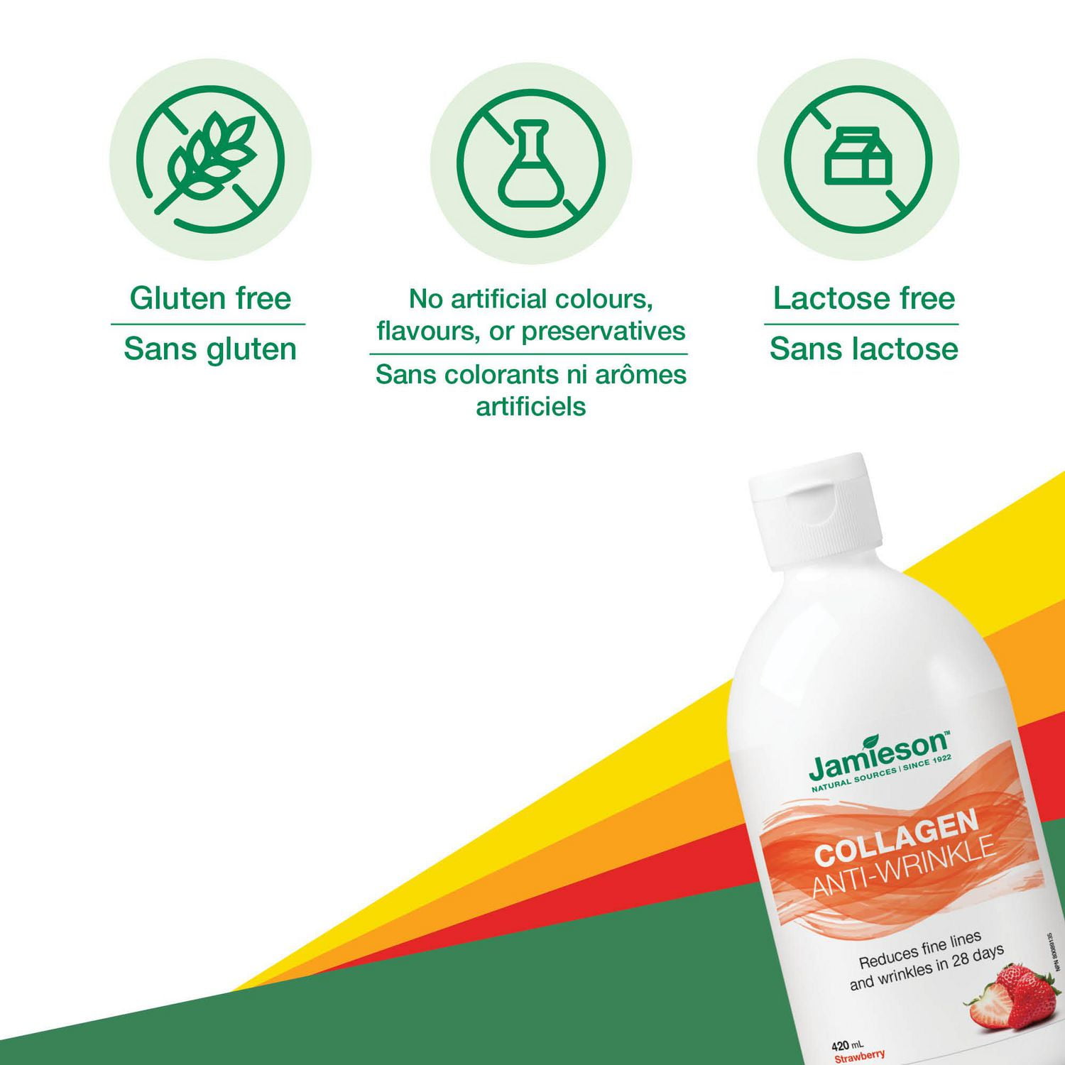 Jamieson Collagène Antirides Liquide Saveur de Fraise 420 ml