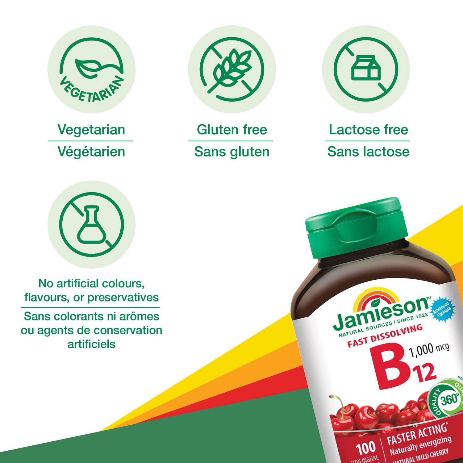Jamieson Vitamin B12 (Methylcobalamin)1,000 mcg Fast Dissolving Sublingual Tablets, 100 sublingual tablets