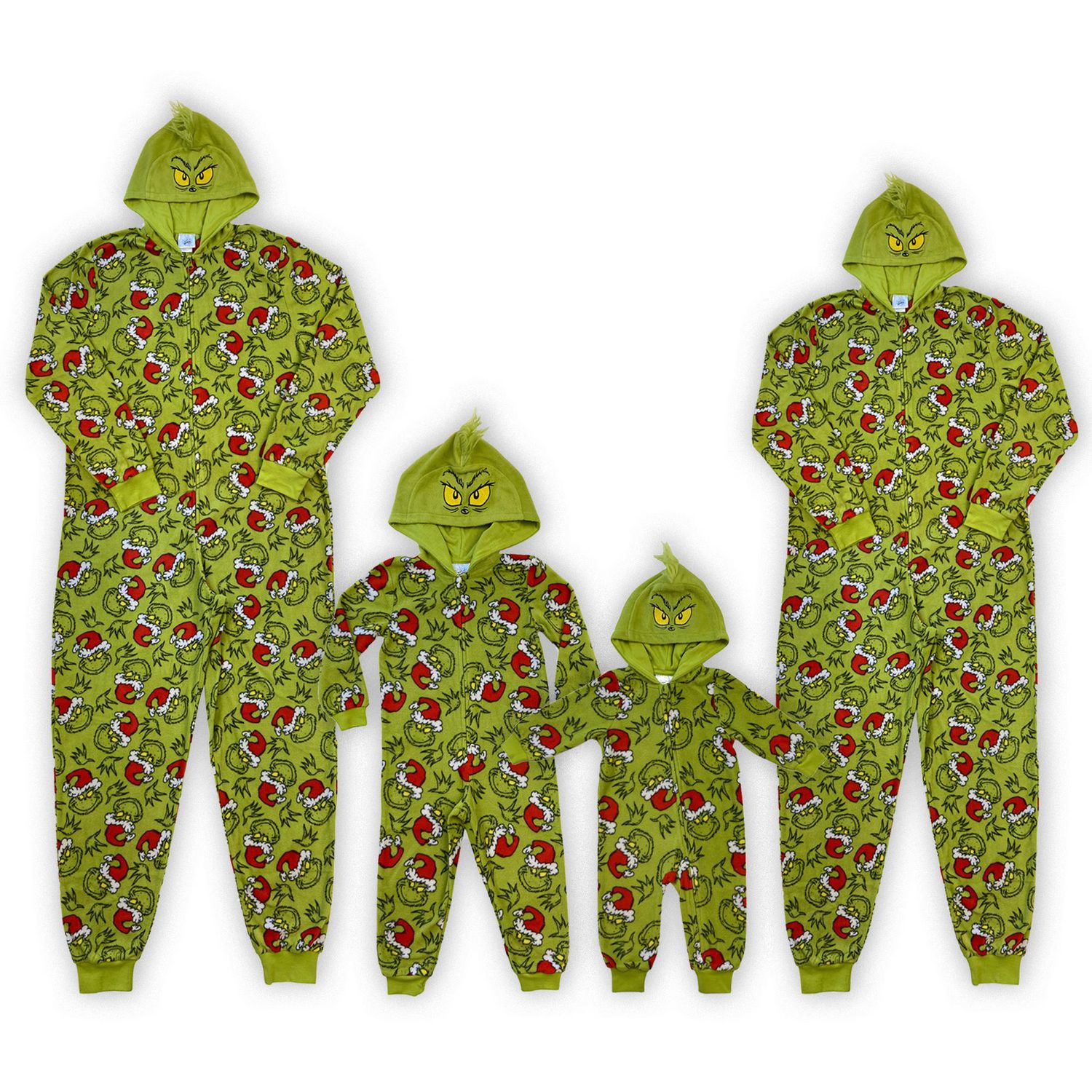 Dr. Seuss Grinch Pyjama à capuche en polaire pour adultes et enfants, vert  : : Mode
