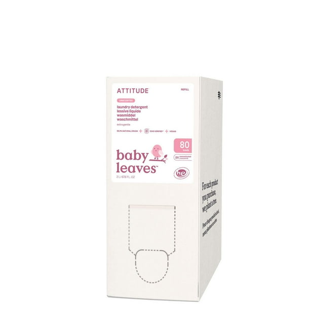 ATTITUDE baby leaves, Laundry Detergent, Refill, Unscented, 80 loads