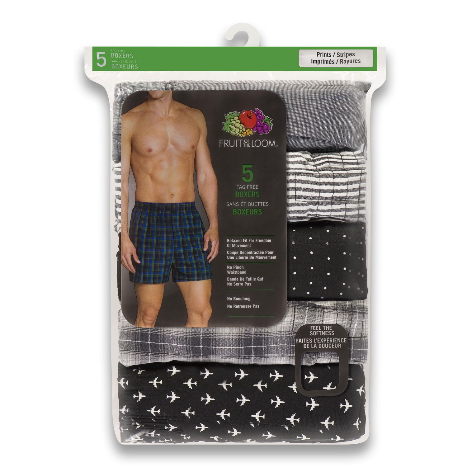 Fruit of the Loom Men's Prints & Stripes Boxer Shorts, 5-Pack